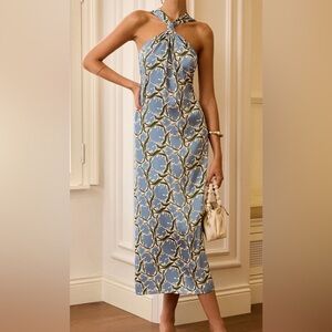 Commense Blue and Green Floral Maxi Dress